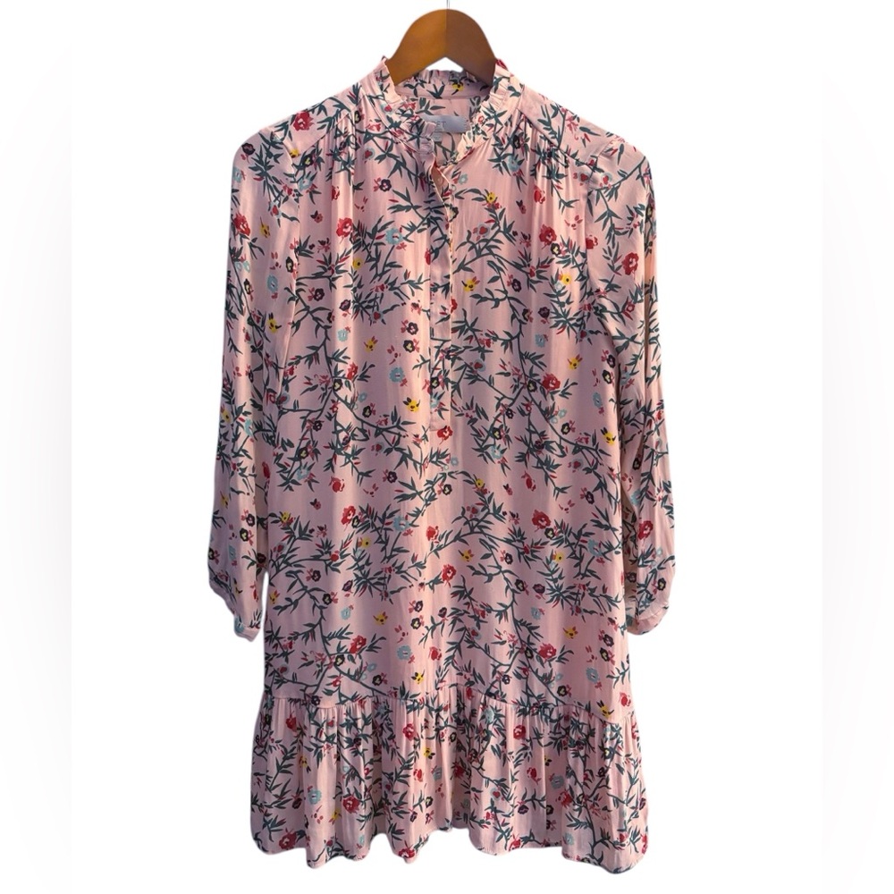 Loft Pink Floral Ruffle Gardenia Flounce Dress, Size S